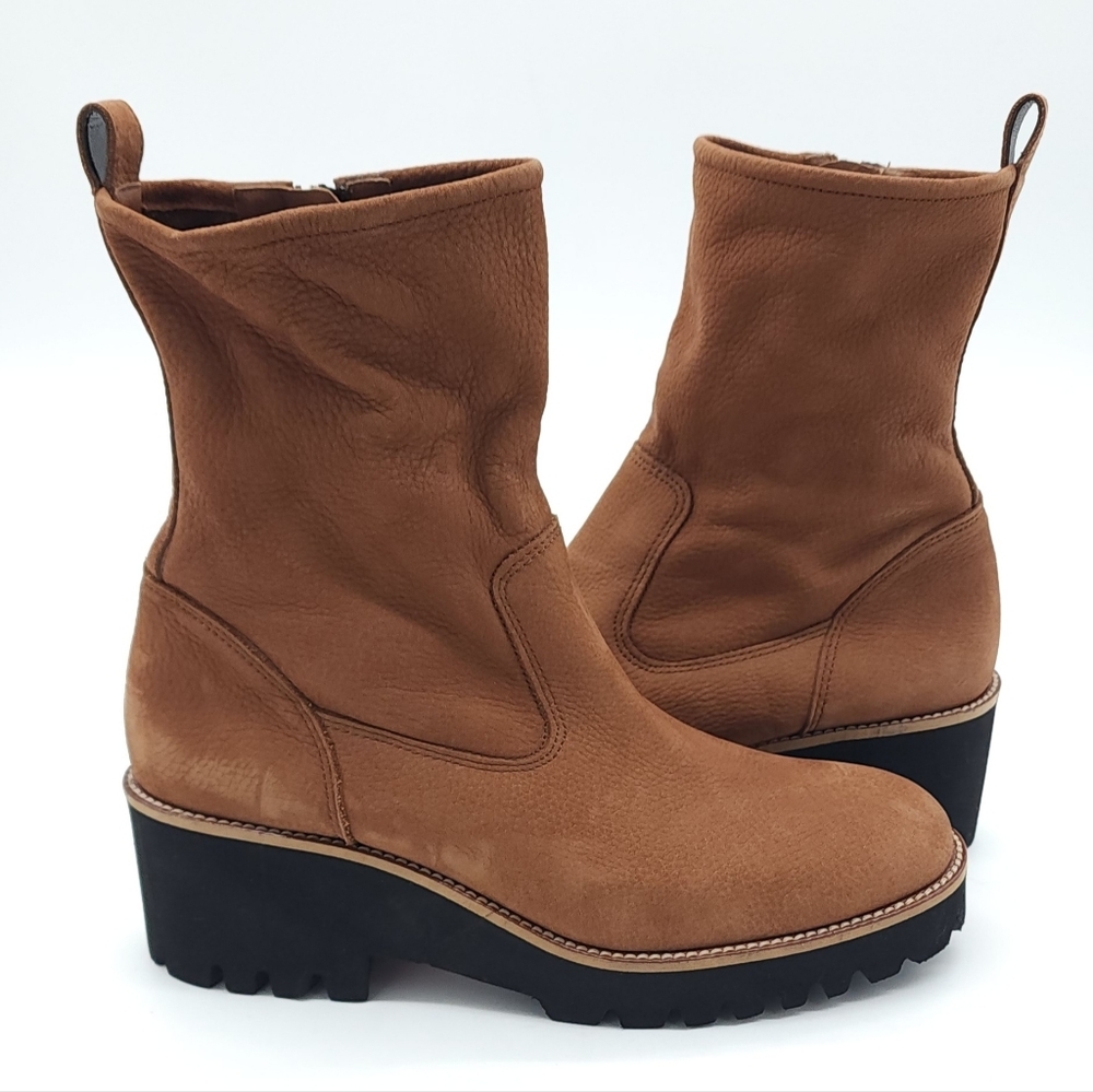 Paul Green NEWBURY Suede Wedge Boot Brown Platform Chunky Lug Sole Size 8.5 - Picture 4 of 9